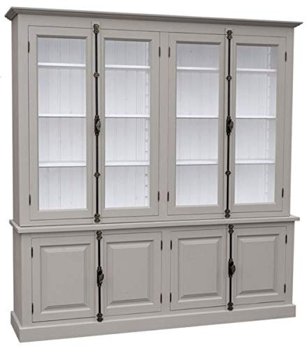 Casa Padrino Landhausstil Wohnzimmer Vitrinenschrank Grau/Weiß 223 x 50 x H. 228 cm - Wohnzimmerschrank mit 8 Türen