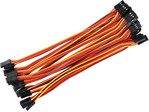 POFET 20-teilige 15-cm-Servo-Verlängerungskabel im JR-Stil, 3-poliges Verlängerungskabel 22AWG 60-adriges Kabel Draht-Buchse Futaba JR für ferngesteuerte Flugzeuge