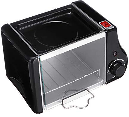TuToy 1.5L Elektro Mini Ofen Toaster Brot Backen Bratpfanne Eier Omelett Küche