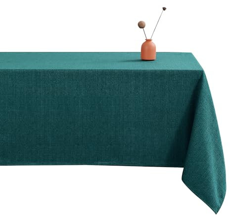LUOLUO Tischdecke Leinenoptik tischdecke abwaschbar Tischtuch Leinen Tischwäsche Eckig Wasserdicht Tischdecke Dunkelgrün 120 x 160 cm