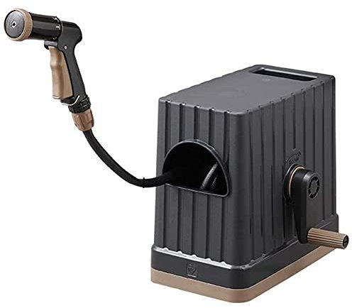 MNSSRN Harz Outdoor Water Pipe Waw Waw Water Gun, versteckter Schlauch mit Abdeckung, strapazierfähiger Schlauchspeicherrolle mit Kurbel, wasserdichte Anschlussabdeckung,Schwarz,30 Meters (98ft)