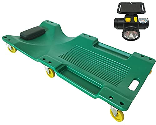 ARCH Mechaniker Rollbrett Werkstatt, Auffahrrampe Pkw Mit Weicher Kopfstütze, Flexibler Universal-Runner- Und Sammelbox, Ergonomisches Deck Für Autoreparatur-Tools, Mit Scheinwerfer (Color : Green)