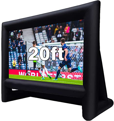20 Feet Inflatable Movie Screen Outdoor Theater Blow Up Projection Screen with Carry Bag Blower for Front and Rear Projection Home Theater Backyard Pool Fun