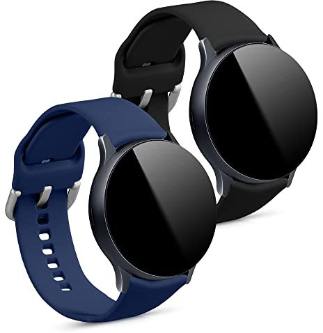 kwmobile Pulsera compatible con Samsung Galaxy Active 2 40mm / 44mm correa - 2x Correas de silicona flexible - Tamaño ajustable