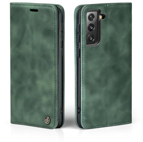 LBH Handyhülle für Samsung Galaxy S22+ in Grün mit Karten- und Geldfach Smartphone Hülle mit Standfunktion Flip Case Schutzhülle Magnetverschluss Vintage