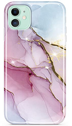 JIAXIUFEN iPhone 11 Pro Case Gold Electroplated Glitter Marble Slim Shockproof Flexible Bumper TPU Soft Case Rubber Silicone Cover Phone Case for iPhone 11 Pro 5.8 Purple Gold