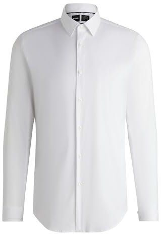 BOSS Herren P-RAY-s-C1-224 Extra Slim-Fit Popeline-Hemd aus bügelleichtem Baumwoll-Mix Weiß 40