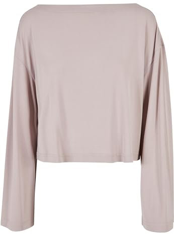 Urban Classics Women's TB5424-Ladies Short Modal Bateau Necklinie Longsleeve T-Shirt, warmgrey, S