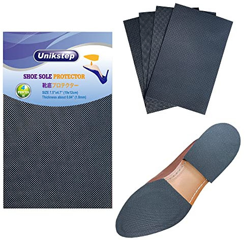 Unikstep 4 Pieces Shoe Sole Protectors, Shoe Bottom and Heel Anti Slip Grip Pads, Self Adhesive Non Skid Noise Reduction Sticker Cushion (Black)