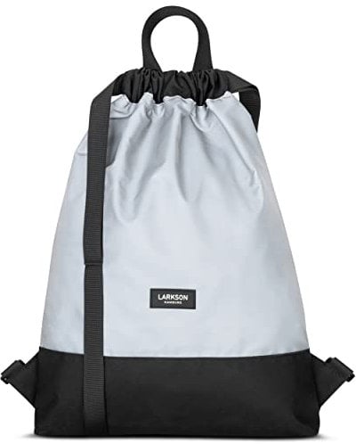 LARKSON Turnbeutel Damen & Herren Schwarz Reflektierend - No 7 - Rucksack Damen für Sport und Festival - Beutel Rucksack Klein mit Innentasche - Außentasche für Schnellzugriff