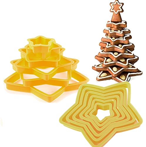 12 Piezas Cortadores De Galletas De Estrella, Juego De Cortador De Árbol De Galletas De Estrella De Navidad, Mini Molde Galletas, Decoración De Navidad, para Fondant, Donut, para Árbol De Navidad