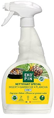 EKO'PIN - Nettoyant Spécial Barbecue Plancha Insert de cheminée 3 en 1 - Nettoie Dégraisse Même les Graisses cuites - 97% d'Ingrédients Naturels - Sans Parfum de Synthèse - 750 ml - Fabriqué en France