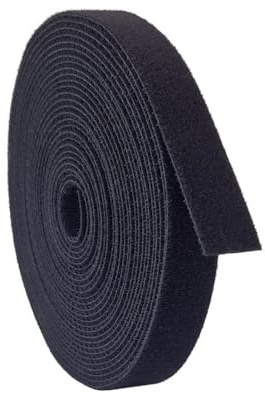 Kstar Beidseitiges Klettband 20mm x 12m in Schwarz – Klett Kabelbinder Rolle zum Bündeln & Fixieren – Zuschneidbar, Wiederverwendbar – Kabelmanagement & Kabel Organizer für Haushalt, Büro & Werkstatt