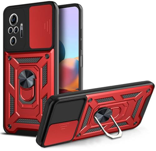 betterfon Handyhülle für Xiaomi Redmi Note 10 Pro | Stoßfest & Kratzfest | Mit Kameraschutz, Anti-Fingerabdruck & robustem Panzerschutz-Design | Rot