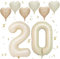 VUCDXOP Cremefarbe Luftballon 20, XXL Riesige Geburtstag Ballon 20, 40 - 101cm Ballon Zahl Deko Folienballon Zahlen 0 & 2, Geburtstagsdeko Jubiläum Party Deko, Fliegt mit Helium (Nummer 20)