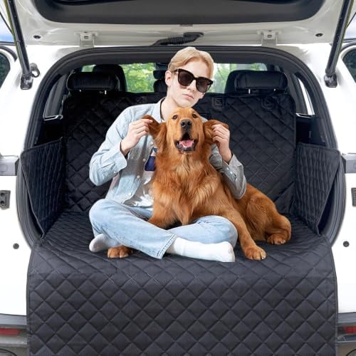 HNCPSY SUV Cargo Liner for Dog Car Seat Cover for Pets Waterproof Cargo Cover Dog Seat Mat for SUVs Sedans Vans with Bumper Flap Protector, Non-Slip, Black 70x40