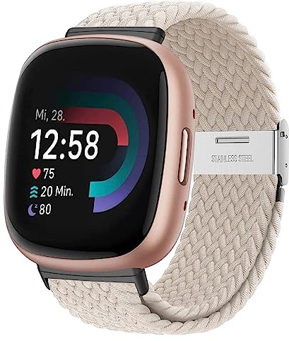 YASPARK Kompatibel mit Fitbit Versa 4/3/Sense 2/1, weiches elastisches Nylon-Sport-Ersatzband für Fitbit Versa 4/3, Sense 2/1