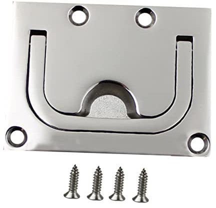 OSALADI 1 Set Stainless Steel Recessed Trap Door Handle Mirror Polished Flush Pull Latch for Boat Hatch Marine Yacht Locker Easy Installation Corrosion Resistant