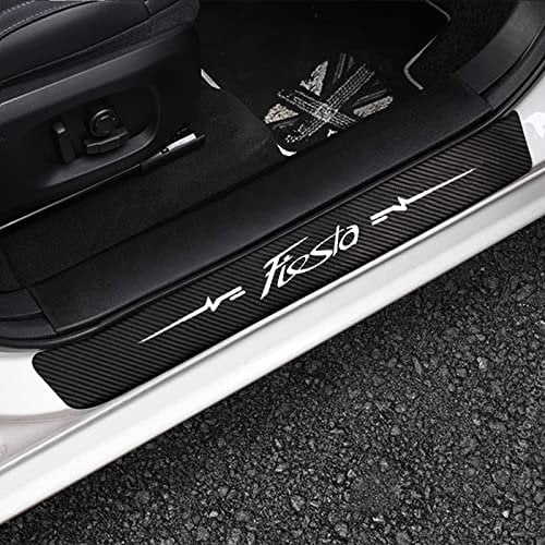 4 Pièces Plaques Plinthes en Fibre de Carbone Voiture pour Fo-RD Fiesta Fusion Edge C-Max Escape, Protecteur de Seuil de Porte, Garde-Plaque Pédale de Bienvenue Bandes Autocollants,Fiesta