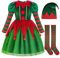 ReliBeauty Costume Elfo Bambina Vestito Natalizio Natale con Accessori Abito Christmas Tutu, 10-11 anni(140 cm)