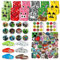 Spiel Party Mitgebsel, 12 Spiel Geschenktüten, 12 Abzeichen, 12 Silikon Armbänder mit 50 Videospiele Aufkleber, Spiel Kinder geburtstag Mitgebsel, für Kinder Jungen Mädchen Geschenke Party Zubehör
