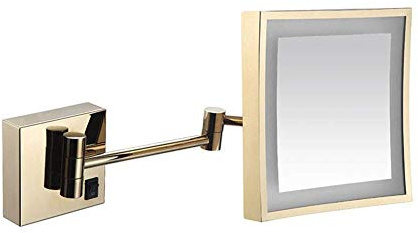 LEJDI Wall Mounted Makeup Mirror 3X Magnification Single Side Square Vanity Mirror Extendable Built-in Lithium Battery (Color : #3)