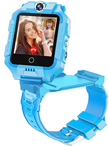 ele ELEOPTION 4G Smart Watch per Bambini, Smart Watch GPS con Doppia Fotocamera a 360°, Videochiamata WiFi, Contapassi SOS, Impermeabile IP67, Smart Watch per Ragazze e Ragazzi