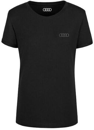 Audi Damen T-Shirt Audi Ringe schwarz Rundhalsausschnitt (DE/NL/SE/PL, Alphanumerisch, M, Regular, Regular, 1, Schwarz)