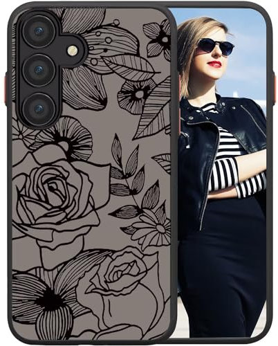 POUHYE Handyhülle für Samsung Galaxy S23 FE 5G Hülle, Weiche Silikon Stoßfeste Schutzhülle Case, Matte durchsichtige Anti-Kratzer PC Rückseite Volle Kamera Schutzabdeckung 3D Rose Muster Print Design