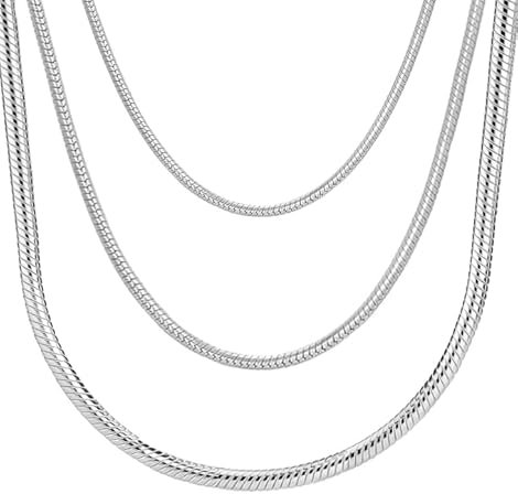 Gicko Schlangenketten Silber 925 - Breite in 1,2,3 mm - Silberketten in Verschiedenen Längen : 40,45,50,55,60 cm Halskette für Damen & Herren (45, 1mm)
