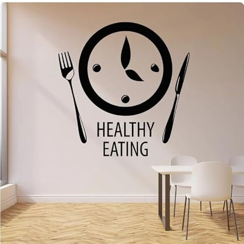 Wandtattoo Text Uhr Essenszeit Küche Esszimmer Art Deco Tür & Fenster Aufkleber Kreatives Wandbild, schwarz, 74x75 cm Abnehmbare moderne Vinyl Poster Aufkleber
