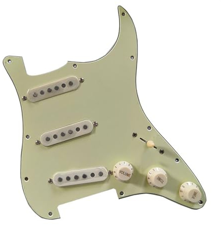 Pre-wired für E-Gitarre Pickguard Handgefertigter Tonabnehmer Für E-Gitarre Einzel-Doppel-Schlagbrett-Baugruppe Grün Und Gelb(Green)