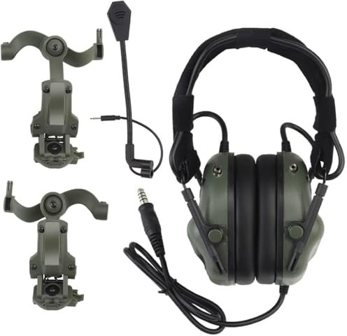 TS TAC-SKY Casque avec Microphone Compatible avec Casque Fast Arc Rails Casque Antibruit Tactique Casque De Micro Double Mode Écouteurs Airsoft(BKB,Min)