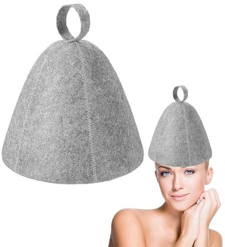 Cappello Sauna in Feltro, Cappelli da Sauna, Cuffia Sauna Anti-Calore, Cappello In Feltro Per Sauna, Accessorio Cappello Sauna per Bagno Protezione, Adatto Per Saune, Spa, Bagni, Grigio