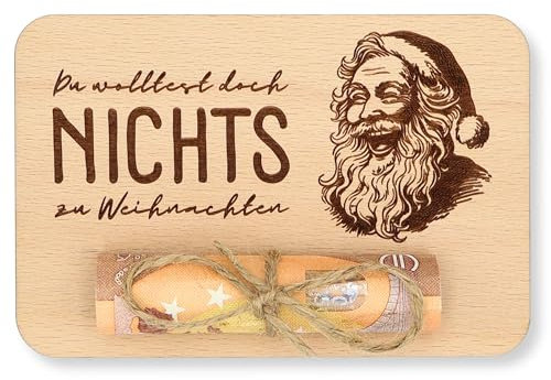 ZUKLA® Nichts Geschenk Weihnachten 12 x 8 cm - kleine Geldgeschenk Verpackung Weihnachten Holz - Eine Originelle Idee, Geld zu Verschenken - Geld Verschenken Weihnachten