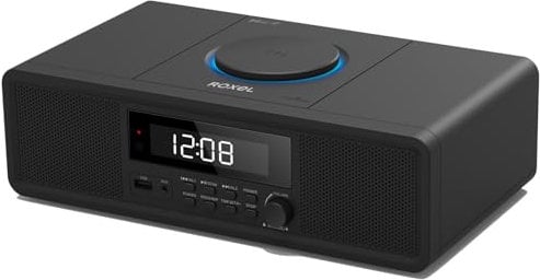 Roxel RCD-330BT All-in-One Compact Mini System with CD Player, USB Playback, FM Radio, BT Streaming, Headphone Jack and Wireless Phone Charging