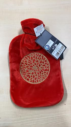 Fashy Hot Water Bottle with Cover 2.0L Orange Ornament Design Thermoplastic Cosy