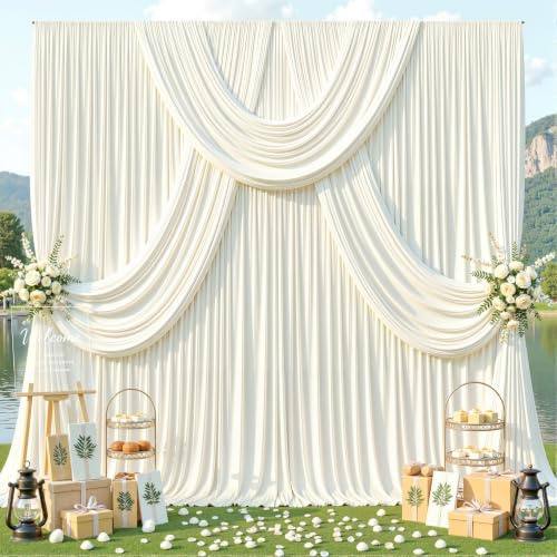 Elfenbeinfarbene Hintergrundvorhänge für Party, faltenfrei, Stoffhintergrund, Dekorationen, Stoff für Hochzeit, Babyparty, Fotografie, Verlobung, Brautparty, Geschlechtsoffenbarung,