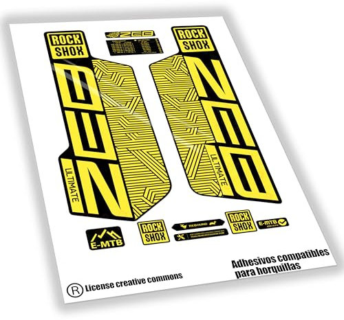 WP519 Aufkleber kompatibel WITHROCKSHOX Zeb Ultimate 2020-22 Gabel-Fahrradaufkleber, MTB-Aufkleber, Auffkleber, Federgabel (gelb)