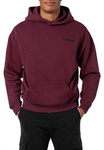 Sublevel Herren Sweathoodie - Worldwide Print, lässig und bequem dark-red XL