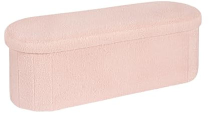 Bonlife Sitzbank mit Stauraum, klappbare Sitztruhe, Aufbewahrungsbox, Fußbank, Liebe, für Schlafzimmer Wohnzimmer Flur, Rosa, 110x38x38 cm