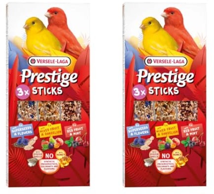 Versele-Laga Prestige Sticks - Canarini Triple Variety | Confezione Doppia | 2 x 90 g | Snack per canarini | Senza conservanti sintetici, coloranti o aromi