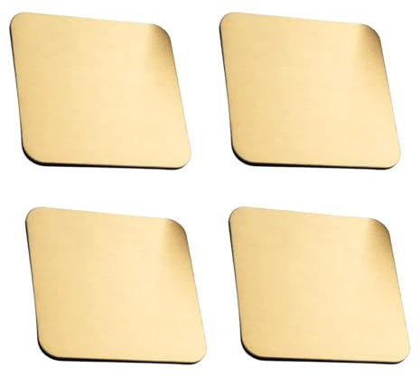 4pcs Gold Square Stainless Steel Coasters 8.5cm Heat Insulation Metal Cup Mats Drinking Coaster For Cafe,Bar