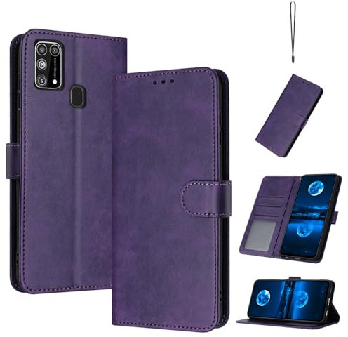 QiongniAN kompatibel mit Samsung Galaxy M31S Hülle Leder,kompatibel mit Samsung Galaxy M31S Hülle PU Flip-Telefonhülle Purple