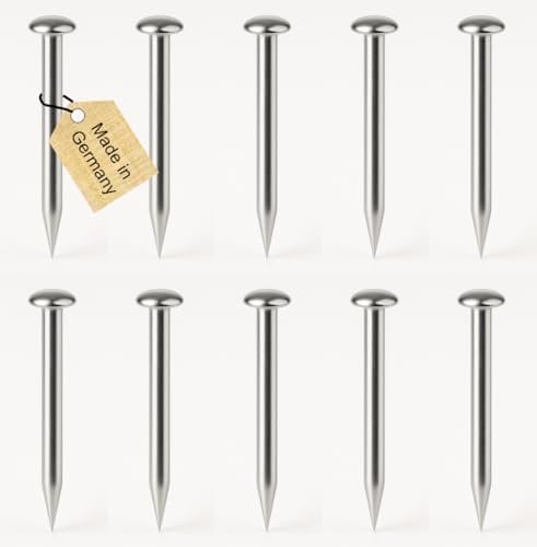 10 TECK Stahlnägel Bildernägel Ø1,5mm x 20mm Linsenkopf vernickelt | modern, schlichte Eleganz, für den Einsatz in Wändern, Beton, Ziegelstein, aus gehärtetem Stahl als Bildernagel | MADE IN GERMANY