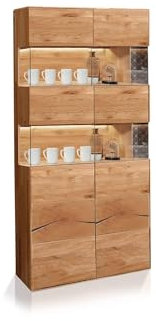 moebel-eins SARRAGOSSA Vitrine II, Material Massivholz, Wildeiche geölt