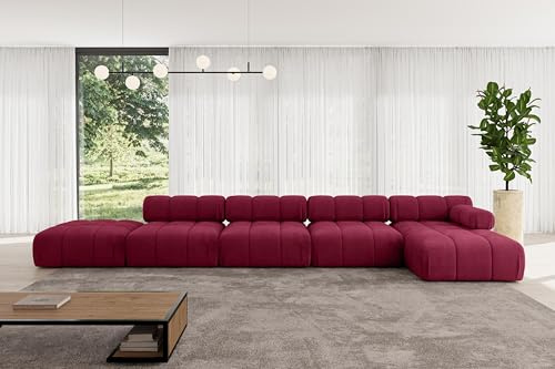 ALTDECOR Modulares Sofa Ecksofa in L-Form Corner modular Sofa Eckcouch Couch Wohnlandschaft Cauchsofa Polstersofa Lizur-L3-475x160x70 cm Bordeauxrot