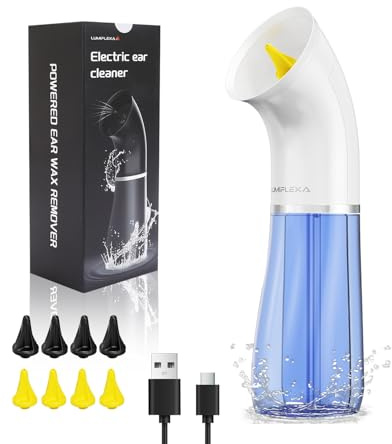 Upgraded Electric Ear Cleaner,Earwax Removal with 250ML Dual Water Tank Design,4 Water Pressures for Powerful Cleaning,8 Soft Earbuds,Type-C Charging,IPX7 for Safe and Effective Earwax Flushing(White)