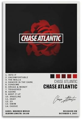 JTFCKH Poster, Motiv: Chase Atlantic Rapper, Musik, signiert, limitierte Albumcover-Drucke, Poster, Leinwand, Wandkunst, Zimmer, ästhetische Poster, Musik, Klassenzimmer, Schlafzimmer, Wanddekoration