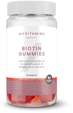 Myvitamins Biotin Gummies – High‑Strength Biotin in Watermelon Chewables – Beauty & Energy Support – 10,000 µg per Serving – Vegan/Vegetarian Friendly – 60 Gummies
